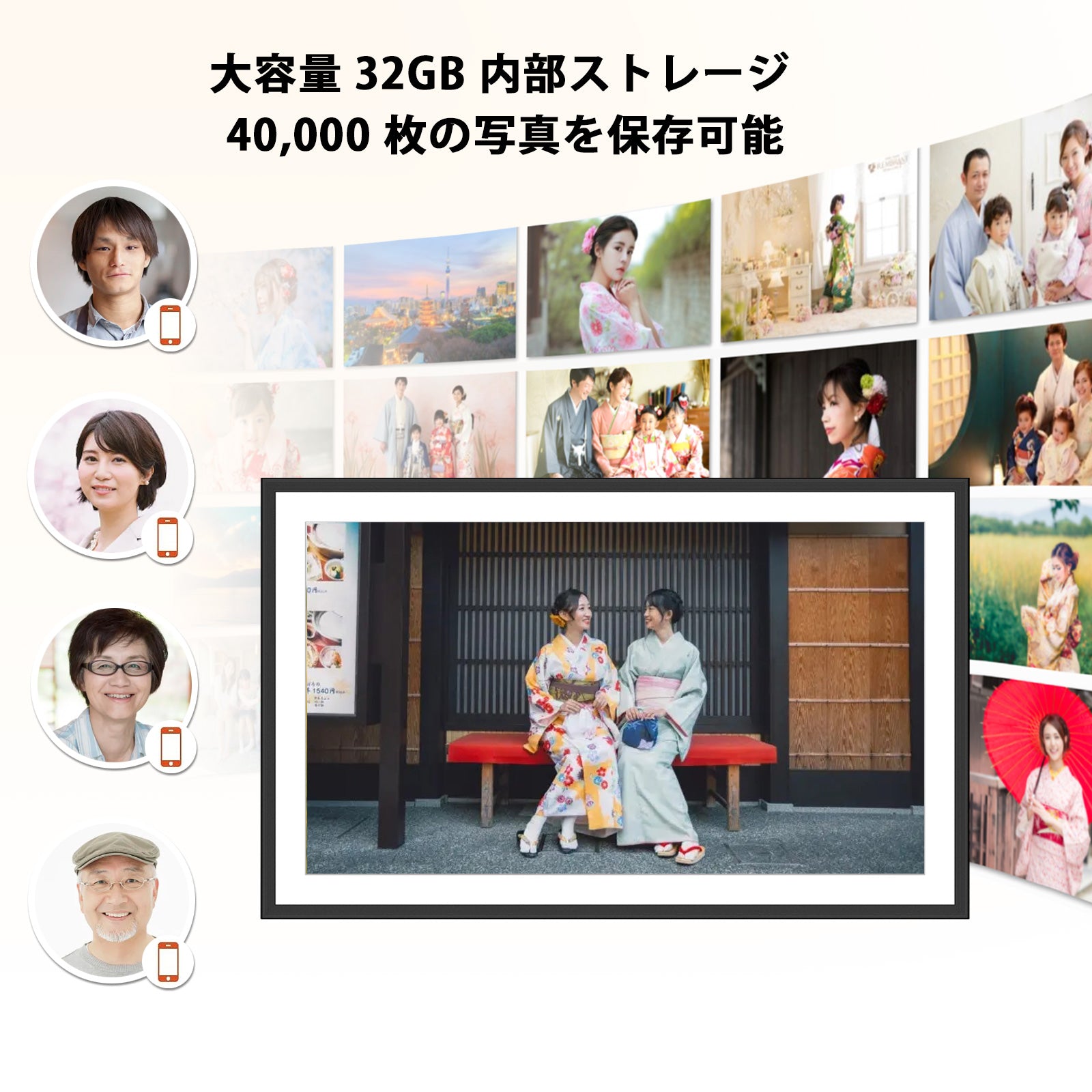 32GBデジタルフォトフレーム 15.6インチ WiFiデジタルフォト