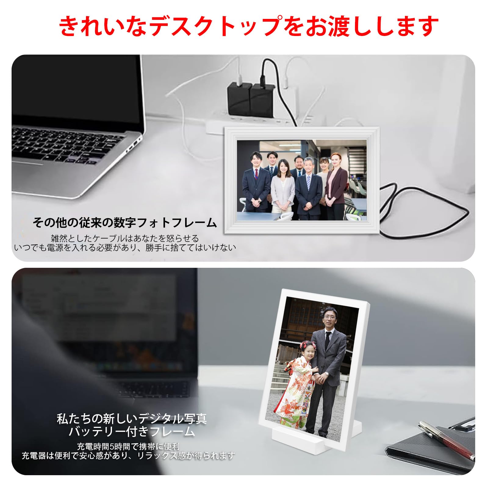 FRAMEO WiFiデジタルフォトフレーム、内蔵バッテリー、3〜6時間使用できます、10.1インチ デジタルフォトフレーム 1280 * 800 IPS タッチ FRAMEO WiFiデジタルフォトフレーム、内蔵バッテリー、3～6時間使用